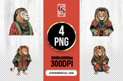 Traditional Robe Lion Illustration Clipart Sublimation PNG Product Image 1