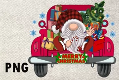 Merry christmas png christmas gnome red truck sublimation Product Image 1