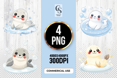 Cute Baby Seal Pup Animal Clipart Sublimation Png Product Image 1