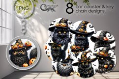 Halloween cat | 8 funny Car coaster &amp; key chain sublimation Product Image 1