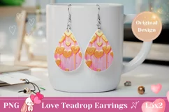 Cute Valentine Earrings, Pastel Love Earrings Teardrop Product Image 1