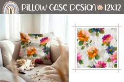 Art Flowers Pillow PNG, Floral Pillow Case Sublimation Product Image 1