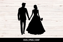 Bride And Groom Silhouette SVG Product Image 1