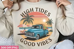 High Tides Good Vibes PNG, Vintage Summer Sublimation PNG Product Image 2