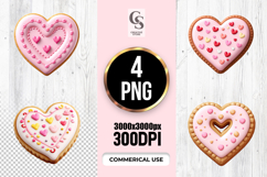 Pink Heart Cookie Sweet Treats Clipart Sublimation PNG Product Image 1