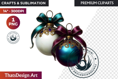 Christmas Jewel Baubles Clipart | Elegant Holiday Ornaments Product Image 1