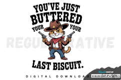 Funny Cat PNG, Retro Cowboy Sublimation PNG Product Image 1