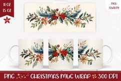 Floral Christmas Mug Wrap Design, Christmas Flowers Mug Product Image 1