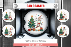 Festive Winter Whimsy Car Coaster Product Image 1