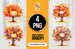 Cute Autumn Tree Clipart Sublimation PNG Product Image 1