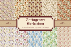 Cottagecore Herbarium Digital Paper,Pressed Flower Pattern Product Image 1