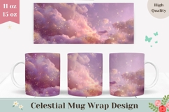 Sky Mug Wrap, Pastel Clouds Mug Design, Glitter Mug Product Image 1