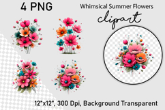 Whimsical Summer Flowers Clipart PNG Product Image 1