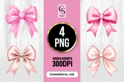 Soft Pink Satin Ribbon Bow Clipart Sublimation PNG Product Image 1