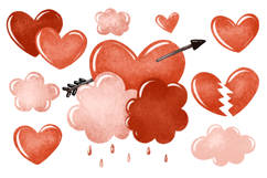 Valentine Day Hearts Set. Fall in love Happy Valentines Day Product Image 1