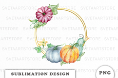 Watercolor Autumn Pumpkins Frame png Product Image 1