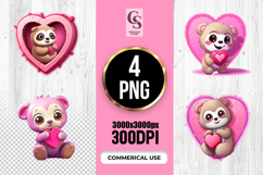 Cute Teddy Bear Holding Heart Clipart PNG Product Image 1