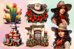Watercolor Western Christmas Clipart Bundle Product Image 2