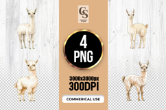 Watercolor Llama Alpaca Art Clipart Sublimation PNG Product Image 1