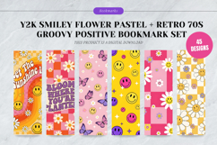 Printable Y2K Smiley Flower &amp; Retro 70s Groovy Bookmark Set Product Image 1