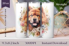 Watercolor Chow Chow Dog Tumbler Wrap PNG, Dog Sublimation Product Image 1