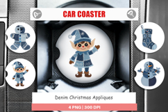 Denim Christmas Appliques Car Coaster Product Image 1