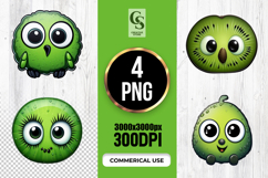 Cute Kiwi Fruit Characters Clipart Sublimation PNG Product Image 1