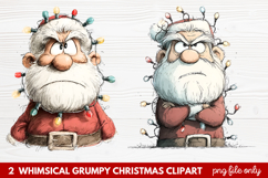 2 Whimsical Grumpy Christmas Clipart | Funny Grumpy Holiday Product Image 1