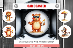 Unenthusiastic Wild Animals Car Coaster Product Image 1