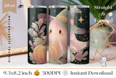 Halloween Ghost Tumbler Wrap Design, Halloween Pumpkin PNG Product Image 1