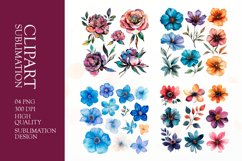 Watercolor floral clipart sublimation png Product Image 1