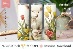 Easter Lumb Tumbler Sublimation, Tulips Tumbler Wrap Design Product Image 1
