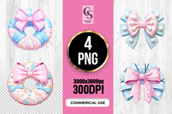 Cute Pastel Bow Wreath Ribbon Sublimation PNG Product Image 1