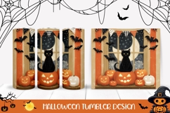 Bats Halloween Tumbler, Cartoon Black Cat Tumbler, Pumpkins Product Image 1