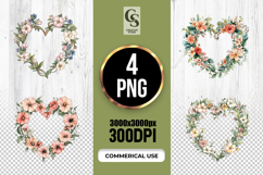 Floral Heart Wreath Clipart Sublimation PNG Product Image 1