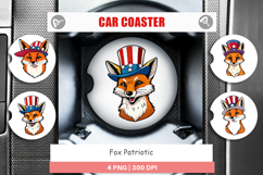 Car Coaster Fox Patriotic Product Image 1