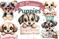 Playful Puppy Clipart Bundle Cute Dog PNG Product Image 1