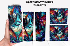Bats Skinny Tumbler 20oz Wrap Design, Halloween Tumbler PNG Product Image 1