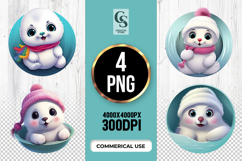 Cute Winter Seal Clipart Sublimation PNG Product Image 1