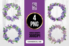 Lilac Flower Wreath Clipart PNG Product Image 1