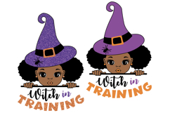 Witch In Training SVG Halloween Girl Clipart Afro Hair Product Image 1