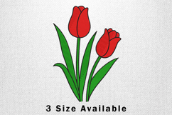 Red Tulip Pair Three Size Embroidery Design Product Image 1