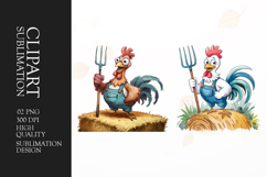 Grumpy Rooster watercolor clipart sublimation Product Image 1