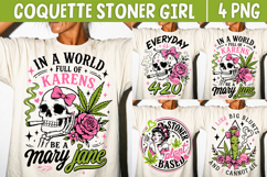 Coquette Stoner Girl PNG, Weed Lover Skull Pink Retro Girly Product Image 1