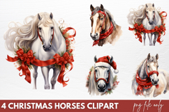 Christmas Horses Clipart PNG Product Image 1