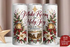 Christian Christmas Tumbler Wrap, Holy Joy 20oz Skinny Tumbl Product Image 2