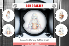 Sarcastic Coffee Ghost Car Coaster Product Image 1