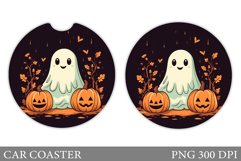 Cute Ghost Car Coaster. Cute Halloween Car Coaster Design Product Image 1