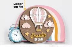 Air balloon Baby Name Sign SVG Laser cut file for Glowforge Product Image 1