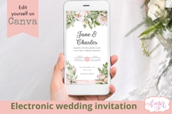 Floral Smartphone Wedding Invitation editable on Canva Product Image 1